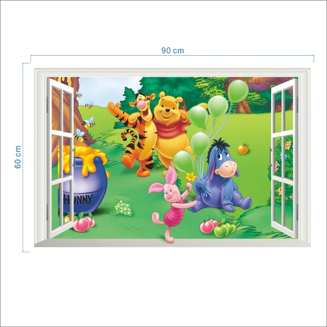 Dětská tapeta | samolepka na zeď Medvídek Pú s kamarády 3D - 14121L