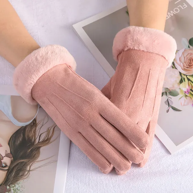 Dámské zimní rukavice | univerzální velikost - Růžová 2