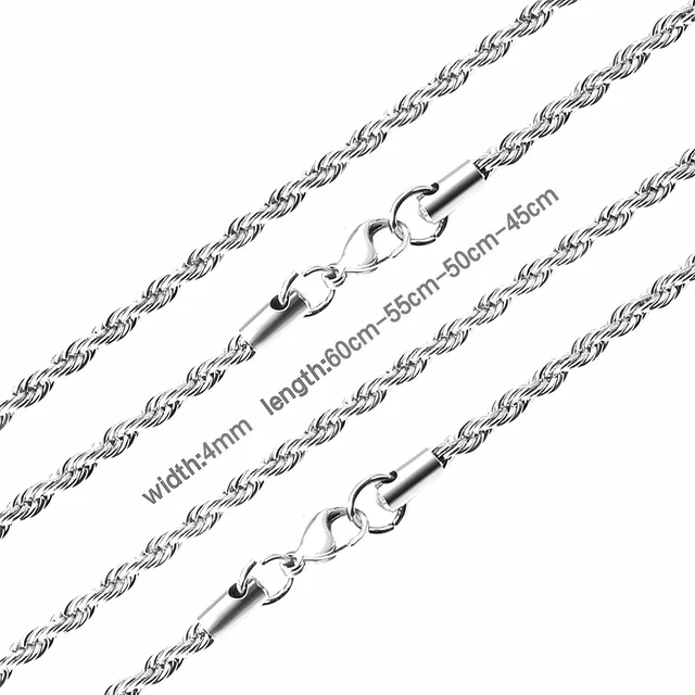 Luxusní točitý náhrdelník - 4mm stříbrná, 45cm
