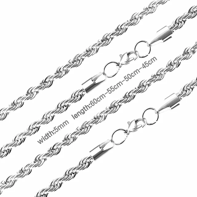 Luxusní točitý náhrdelník - 5mm stříbrná, 60cm