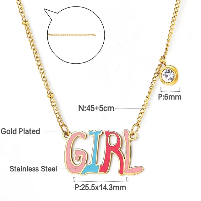 Roztomilý dívčí náhrdelník z nerezové oceli - NE281302G
