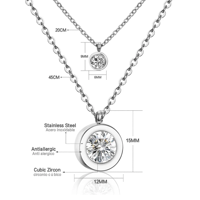 Dvojitý náhrdelník z nerezové oceli - 23S krystal
