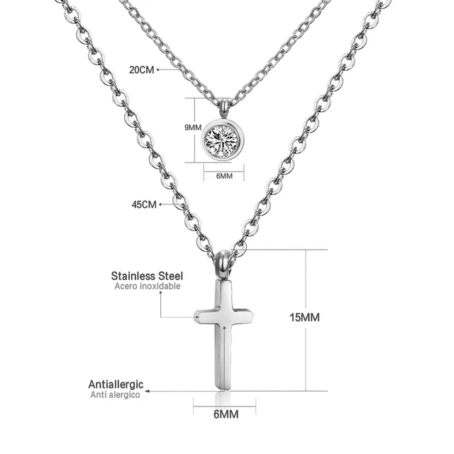 Dvojitý náhrdelník z nerezové oceli - 11S kříž