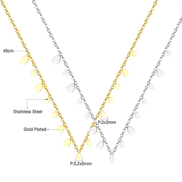 Elegantní náhrdelník z chirurgické oceli - ovál, Zlatá