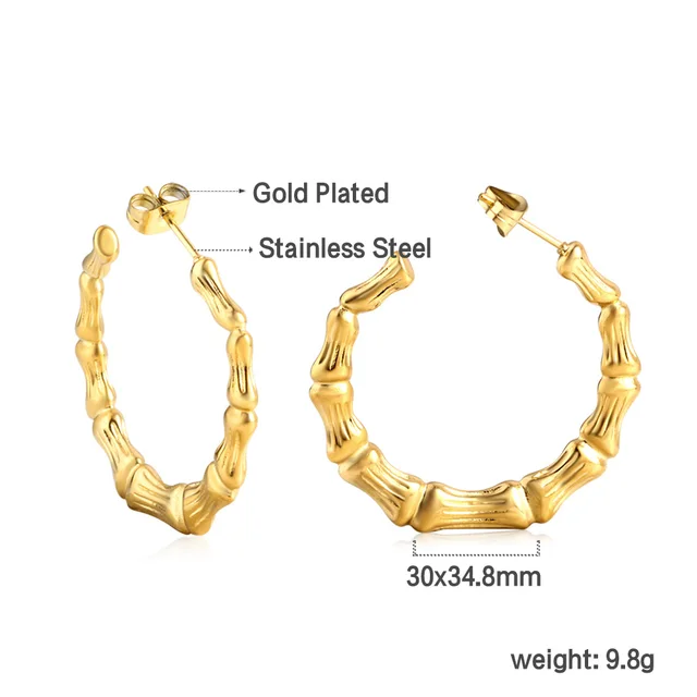 Kruhové náušnice z chirurgické oceli ve zlaté barvě - 151G