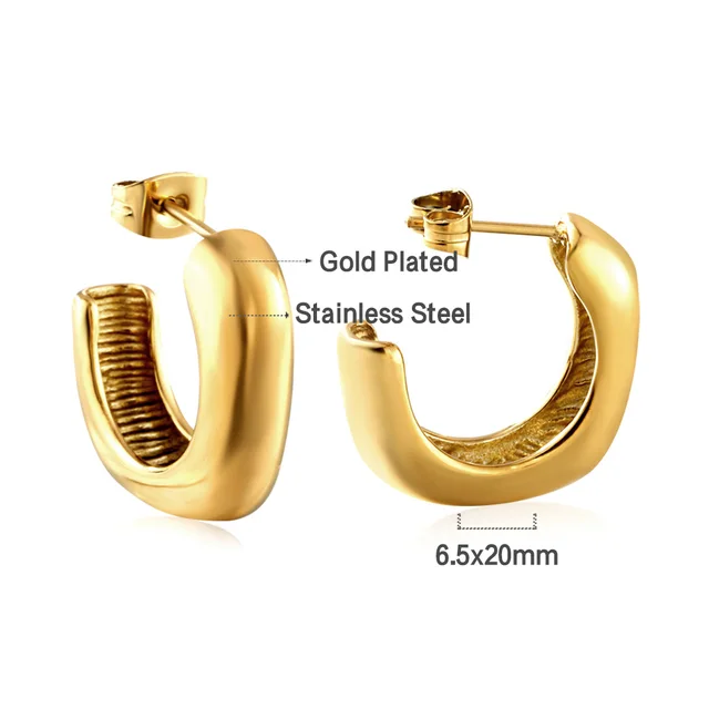 Kruhové náušnice z chirurgické oceli ve zlaté barvě - 147G