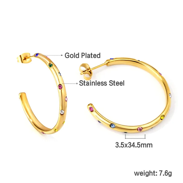 Kruhové náušnice z chirurgické oceli ve zlaté barvě - 154 MG