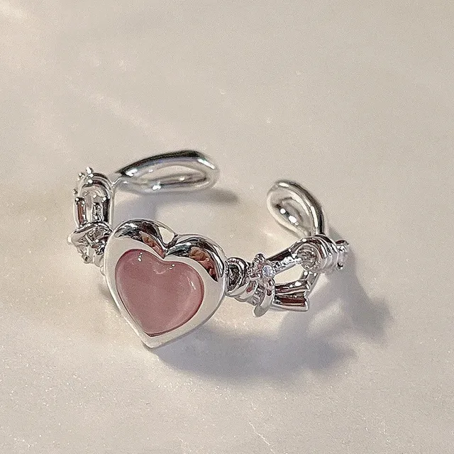 Nastavitelný dámský prsten s motivem srdce - 5