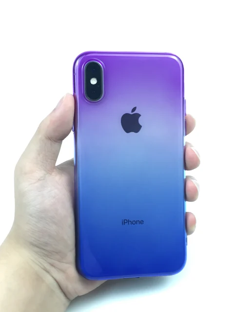 Kryt na iPhone| obal na iPhone duhový - Fialová Modrá, Pro iPhone Xs