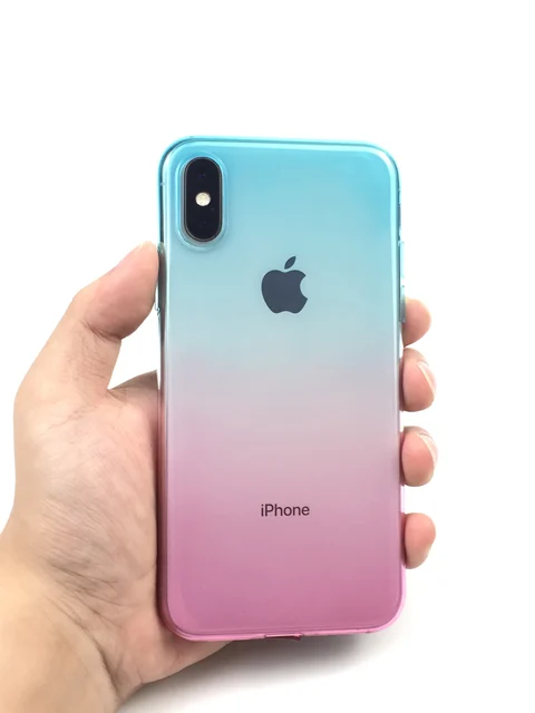 Kryt na iPhone| obal na iPhone duhový - Nebesky modrá Růžová, Pro iPhone Xs