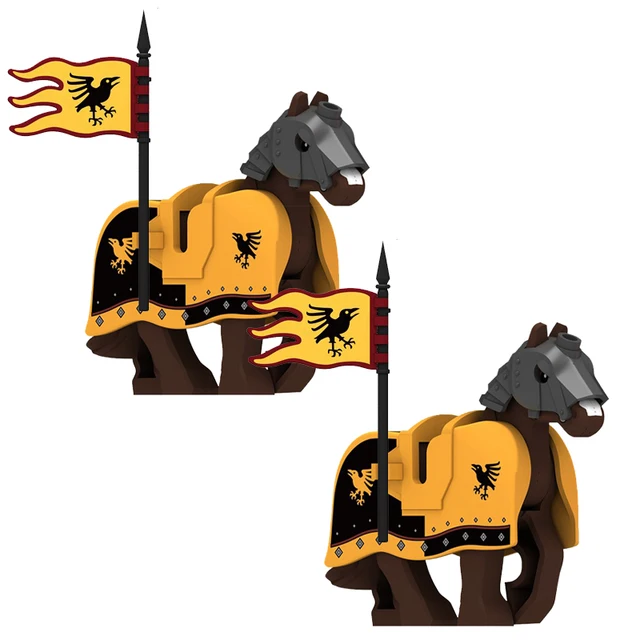 Figurky rytířů a koní | styl Lego - Žlutá