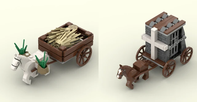 Stavebnice středověký vojenský transportní vůz | styl Lego - VIOLET