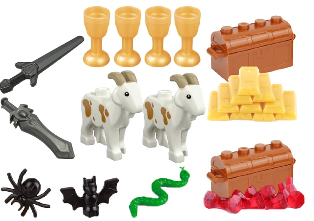 Stavební doplňkové kostky pro rytíře a válečníky | Styl Lego - Levandule střední