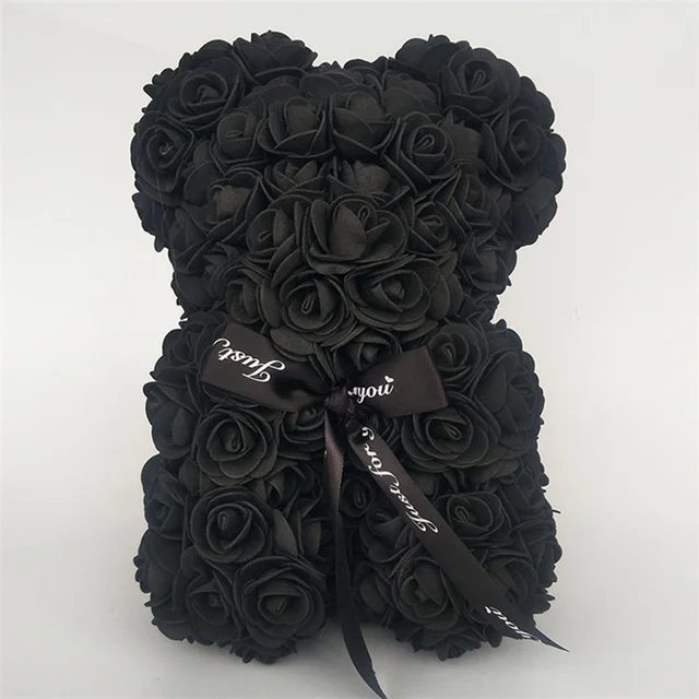 Valentýnský dárek | medvídek z růží - černý