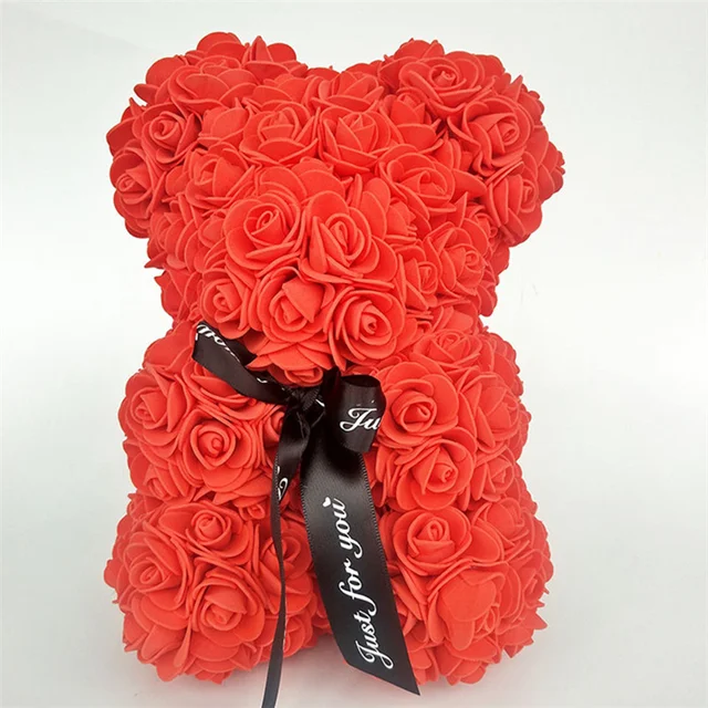 Valentýnský dárek | medvídek z růží - červený