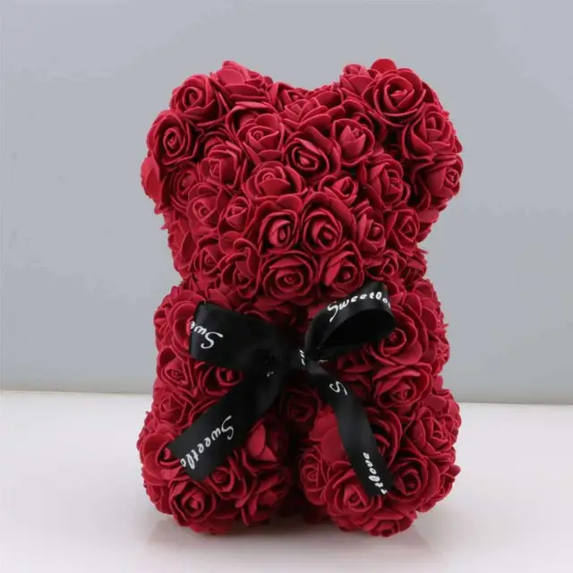 Valentýnský dárek | medvídek z růží - Burgundy