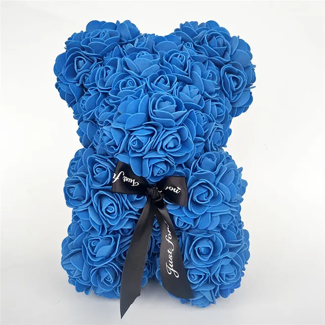 Valentýnský dárek | medvídek z růží - tmavě modrý