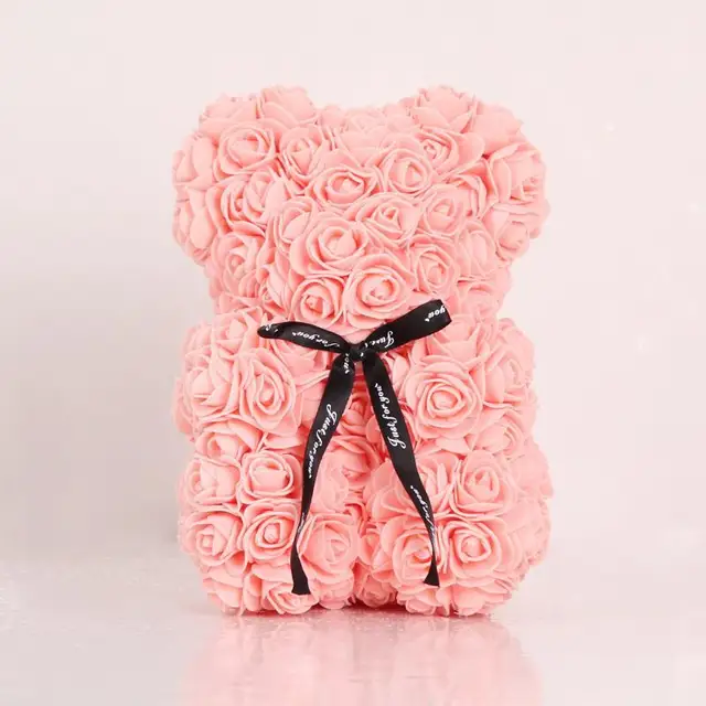 Valentýnský dárek | medvídek z růží - Světle růžový