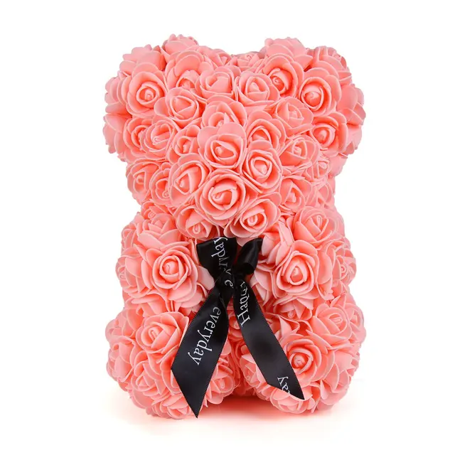 Valentýnský dárek | medvídek z růží - růžovoučký