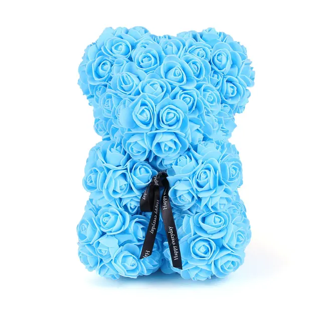 Valentýnský dárek | medvídek z růží - Modrý