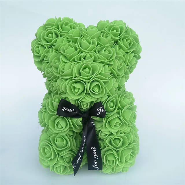Valentýnský dárek | medvídek z růží - Zelený