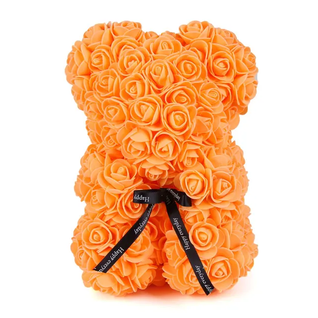 Valentýnský dárek | medvídek z růží - Oranžový