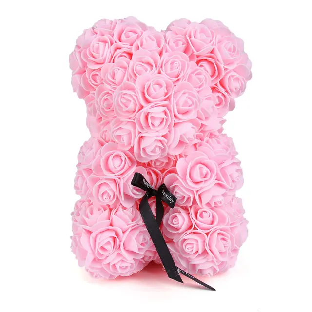 Valentýnský dárek | medvídek z růží - Růžový