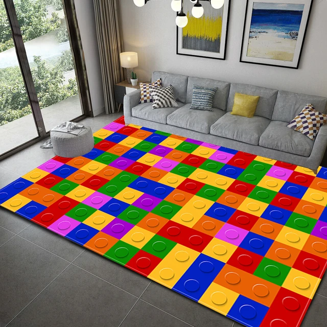 Barevný koberec do dětského pokoje | s motivy stavebnice - 15, 100x160cm