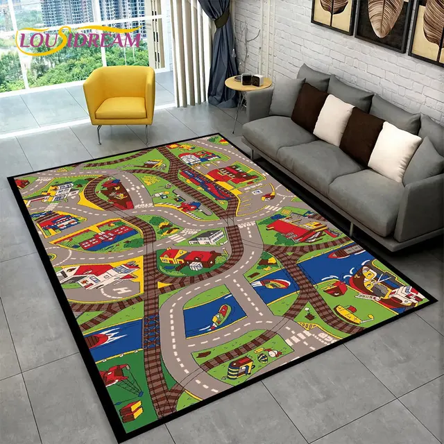 Herní koberec s motivem města a silnice - 2, 100x120cm