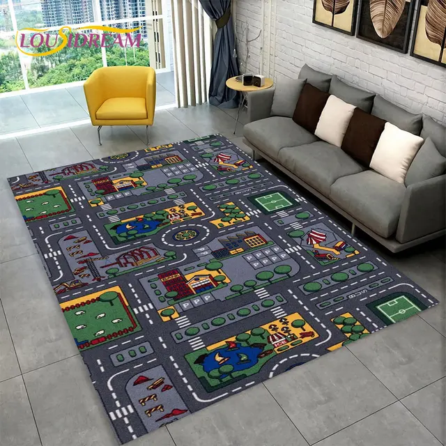 Herní koberec s motivem města a silnice - 13, 200x160cm
