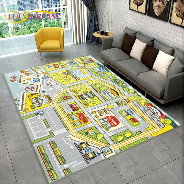 Herní koberec s motivem města a silnice - 19, 80x120cm