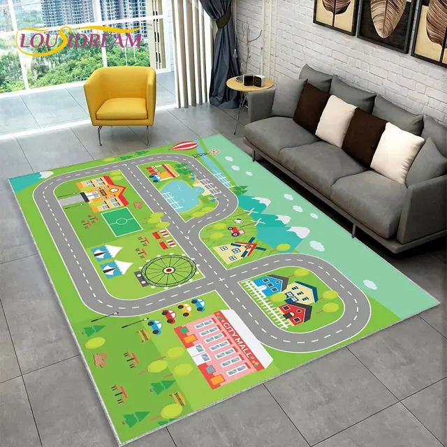 Herní koberec s motivem města a silnice - 20, 200x160cm