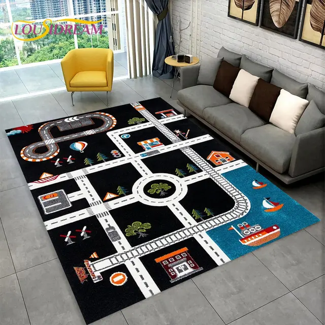 Herní koberec s motivem města a silnice - 22, 100x150cm