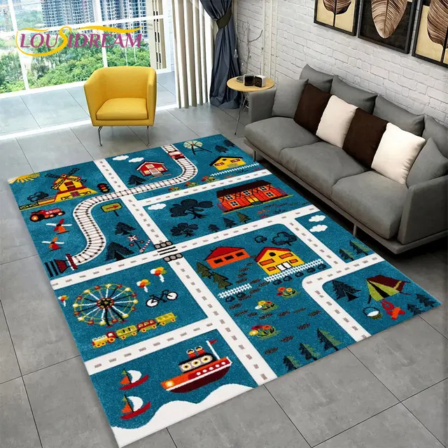 Herní koberec s motivem města a silnice - 25, 60x90cm