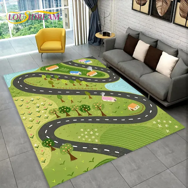 Herní koberec s motivem města a silnice - 26, 100x120cm