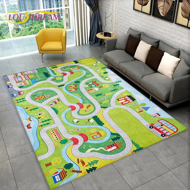 Dětský hrací koberec s motivem města a silnic - 5, 100x150cm