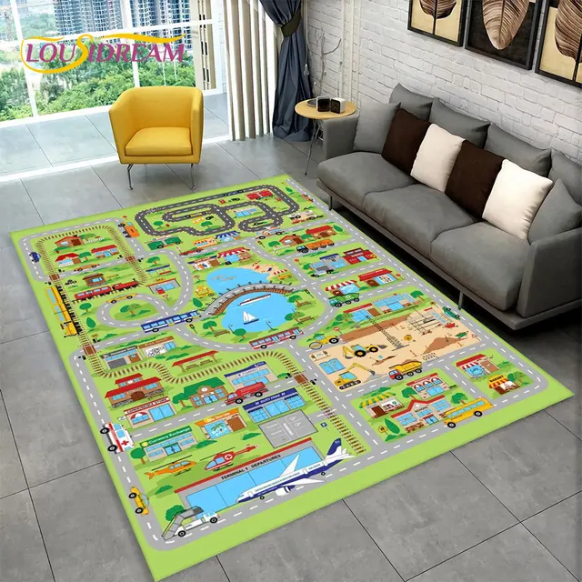 Dětský hrací koberec s motivem města a silnic - 6, 100x120cm