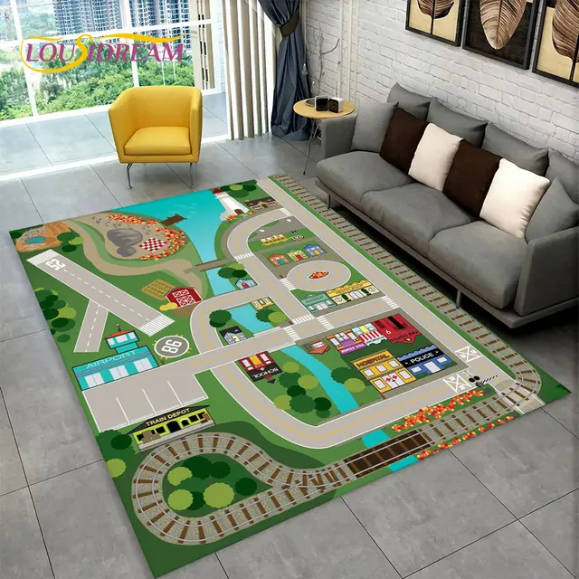 Dětský hrací koberec s motivem města a silnic - 8, 70x100cm