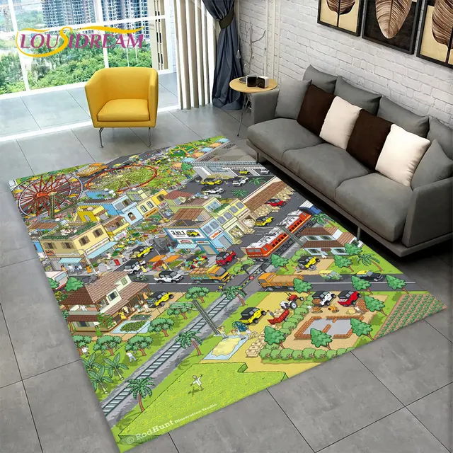 Dětský hrací koberec s motivem města a silnic - 9, 120x160cm