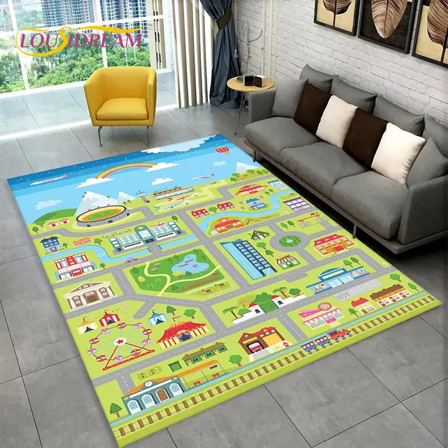 Dětský hrací koberec s motivem města a silnic - 17, 70x100cm