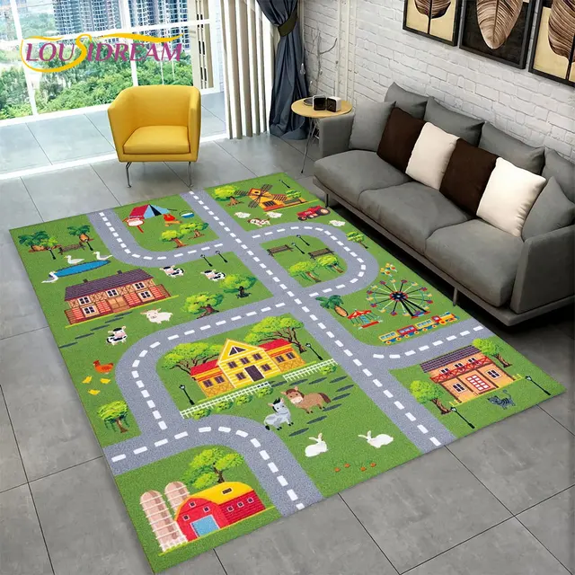 Dětský hrací koberec s motivem města a silnic - 18, 70x100cm