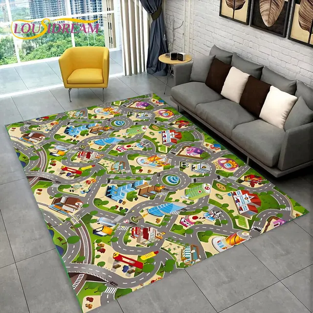 Dětský herní koberec s motivem silnice - 2, 120x160cm