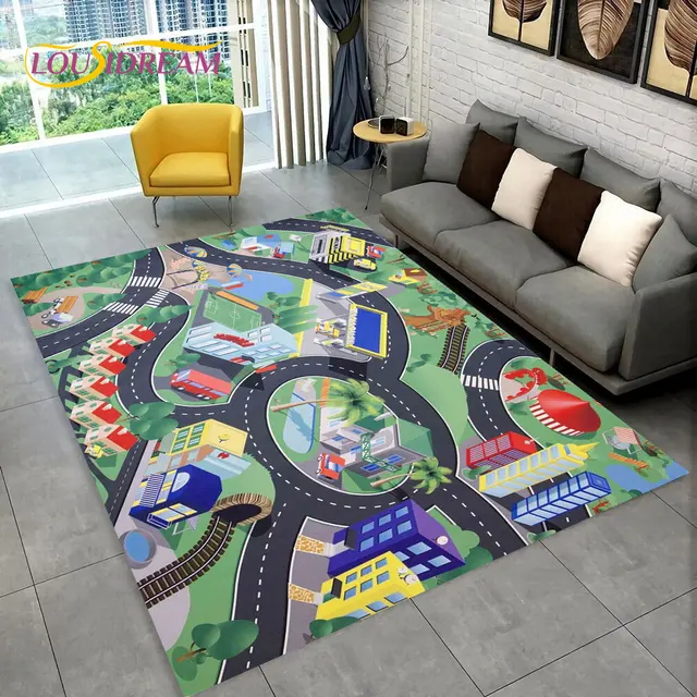 Dětský herní koberec s motivem silnice - 12, 200x160cm