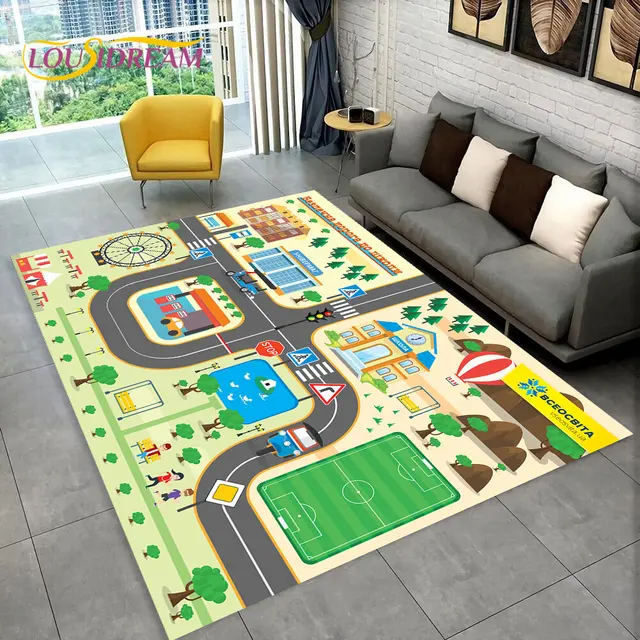 Dětský herní koberec s motivem silnice - 17, 200x160cm