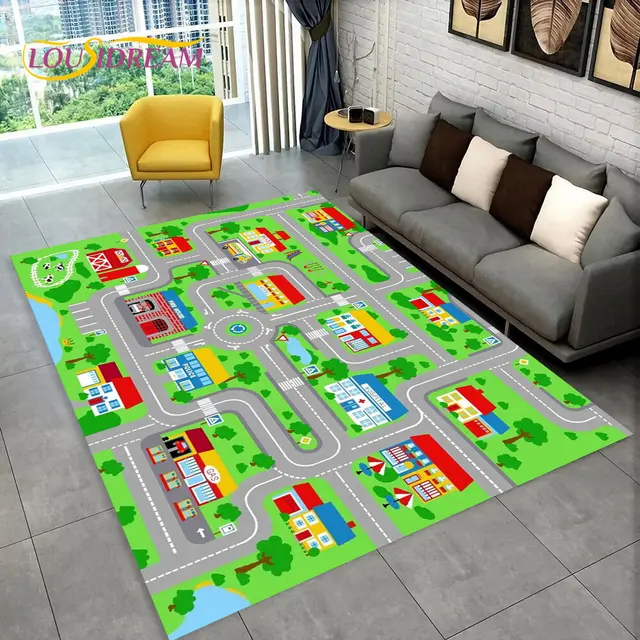 Dětský herní koberec s motivem silnice - 15, 100x150cm