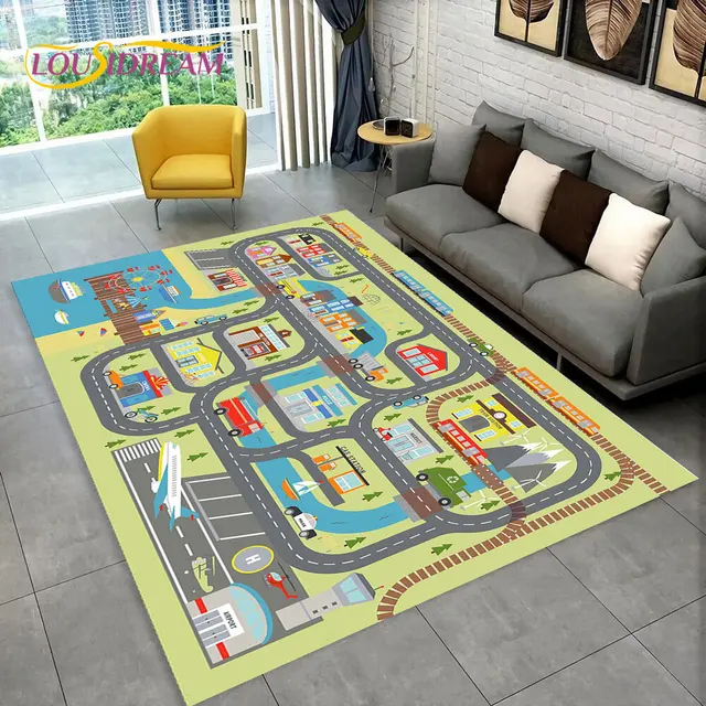 Dětský herní koberec s motivem silnice - 14, 100x120cm