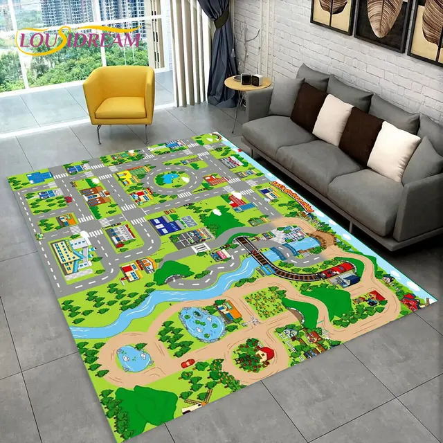 Dětský herní koberec s motivem silnice - 20, 100x150cm