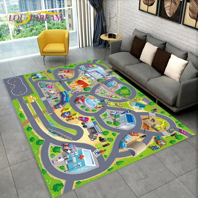 Dětský herní koberec s motivem silnice - 3, 70x100cm