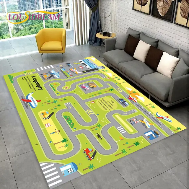 Dětský herní koberec s motivem silnice - 21, 200x160cm