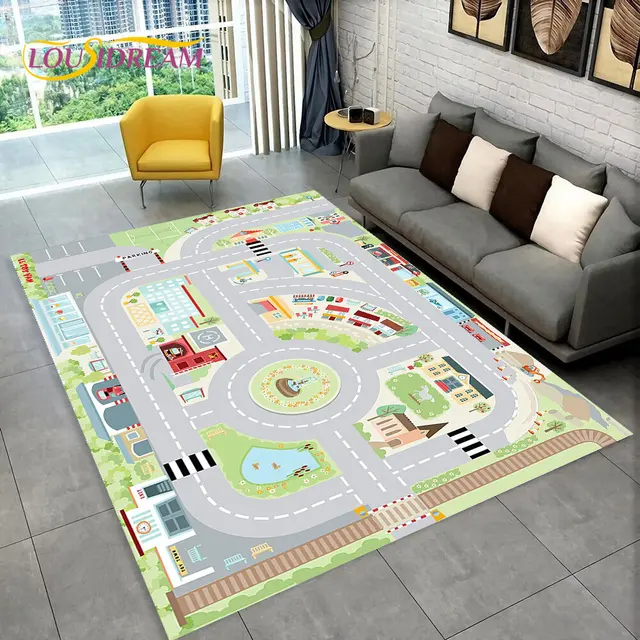 Dětský herní koberec s motivem silnice - 22, 200x160cm